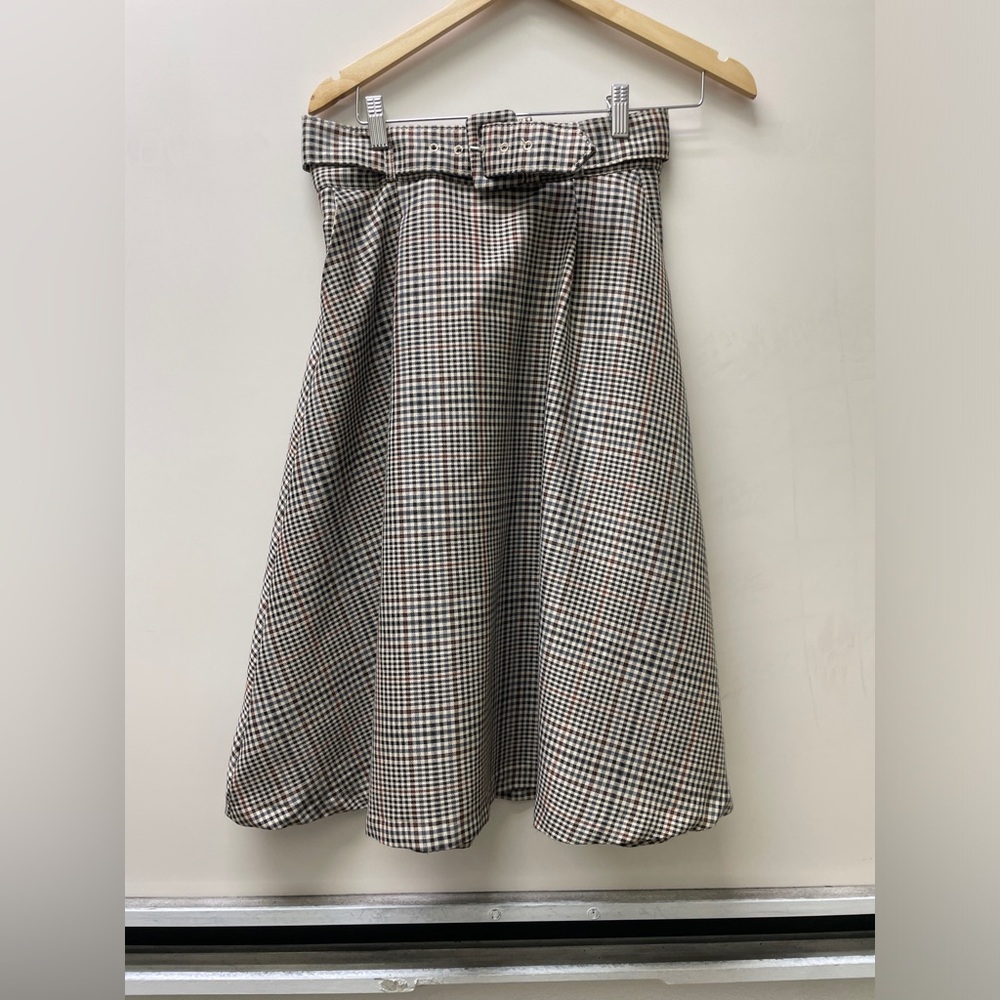ModCloth belted plaid midi skirt size Medium
